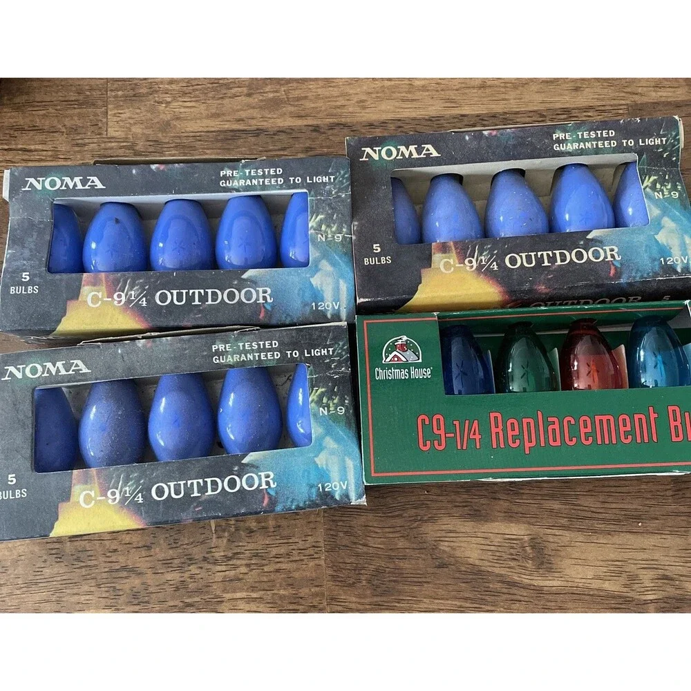 Vintage Christmas Tree Light Bulbs NOMA C-9 1/4 Blue & Multicolor